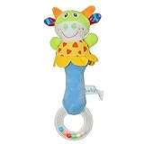 B-PING ベビー 赤ちゃん 用 スティック ガラガラ おもちゃ ホルダー 付き ふわふわ 布 歯固め　魔法のラトル　産院から帰ったその日から泣く子もケロリ　知育 新生児 カラフル (ウシ)