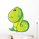 Wallmonkeys wm53182キュートベビーグリーンCartoon Snakeピールとスティック壁デカール 24"H x 20"W - Medium GEN-16418-24