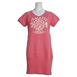 授乳服 マタニティ 半袖 ワンピース 授乳口付 カレッジ風 スウェット ミニ ワンピース ピンク M