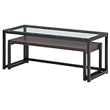 不二貿易 ガラスネストテーブル リード ダークブラウン 96074