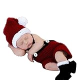 可愛いベビーサンタコスチューム 寝相アート マーメイド 衣装　クリスマス衣装 着ぐるみ手編み感 ベビー服 子供用 男の子 女の子 帽子付き (男の子 1月~12月)