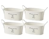 ナチュラルブリキポット オーバルSS ホワイト 145×85×65Hmm 3141-D 4個セット