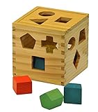 Finely Crafted, Wood Shape Sorting Cube - Box Educational Toy for Toddlers & Young Children [並行輸入品]