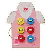 Lovoski 木製　子供 　ボードとビーズ 　ボタン　スレッディング　ゲーム　 教育玩具　ギフト　全２色選べ - ピンク