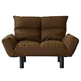 (DORIS) ソファ 1人掛け 【コージー1P ダークブラウン】 リクライニング5段階 脚取り外し可 ロータイプ用アジャスター付き ふっくらクッション サラサラファブリック生地 (KIC)