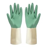 [Echana] ラテックスグローブ クリーニンググローブ 防水手袋 キッチン食器洗い用手袋 ランドリー手袋 耐久性 洗車 洗濯 園芸 塗装 ペットケア 多用途 (M, ダークグリーン)