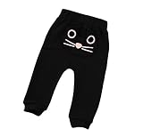 子供服　男の子　ロングパンツ　猫柄　棉　かわいい　秋冬　スポーツ　パンツ　ベビーの素晴らしいギフト　０－２歳 (90, ブラック)