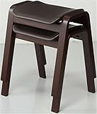 スタッキングチェア 2脚組 ブラウン キズ防止クッション付き