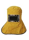 Yellow Welding Mask Cowhide Split Leather Comfortable Welding Hood Helmet For Splash Proof And Heat 