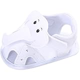 (カエルフロッグ)ベビーサンダル　可愛い　象　モチーフ　男児のサンダル　つま先　保護　男の子の靴　柔らかい　綿布　ソフト底の靴　軽量　快適　マジックテープ付け　赤ちゃんの歩行靴　ホワイト　12-18ヶ