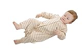 Luyusbabyパジャマ ベビースリーパー 長袖ジッパー開閉式 ストリープ　ベージュM