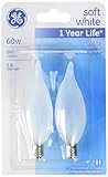 G E LIGHTING 66108 Bent Tip Light Bulb, 60W, Frosted, 2-Pack [並行輸入品]