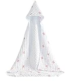 Happylifehere 赤ちゃんおくるみ 6重ガーゼ 綿100 お風呂 赤ちゃん ベビー ガーゼケット タオルケット ひざ掛け 帽子付き 85*85/95*95 (85*85, ピンク)