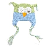 Housweety多色カラー ふくろう デザイン！ ベビー 耳付き ニットキャップ ニット帽 防寒帽　女の子 男の子 赤ちゃん キッズ ニット 冬帽子 子供服 （3ヶ月～4歳）グリーン