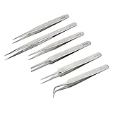 TotaLohan ピンセット 6本入り(ストレート&先丸&先曲がり)収納袋付き ツイーザー ステンレス