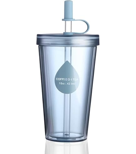 Amazon｜ストロー付きタンブラー 透明 コップ プラスチック 蓋付き