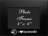 4x6 Brushed Metal Picture Frame-I love my Rottweiler-Black by LXG, Inc.