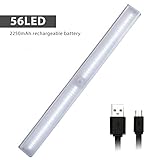 モーションセンサークローゼットキャビネットライト、cshidworld 56 LEDs明るいライト、DIYスティックオンワイヤレスワードローブライトバー、LEDナイトライト、安全ライト磁気ストリップ付
