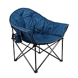 ALPHA CAMP ムーンラウンドチェア オーバーサイズ パッド入り ソーサー リクライナー 耐荷重500ポンド 折りたたみカップホルダーとキャリーバッグ付き