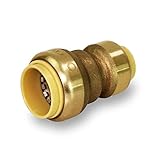 Everflow Pushlock upsc134 1インチx 3 / 4インチのロングpush-fitプッシュXプッシュカップリング継手、Made w /鉛フリーDZR鍛造真鍮、Pex接続、CPVC