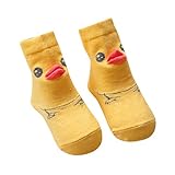杜屋トヤ 赤ちゃん、ステレオ、アヒル、口、滑り止め、ソックス　ホワイト、イエロー、S、M　１２-１３cm　0〜4歳の子供にぴったり