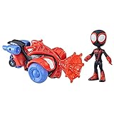 ハズブロ(HASBRO) マーベル MARVEL スパイディとすごいなかまたち マイルズ・モラレス：スパイダーマン テクノレーサー、4インチ (10 cm) サイズ アクションフィギュア、車、プリスクールトイ、対象年齢3才以上 F7455 正規品