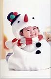 雪だるまのあったかコスチューム！クリスマス サンタクロース イブ 赤ちゃん 誕生日 オリジナルステッカー入り