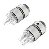 Preffair オーディオ用電源プラグ真鍮 3ピン 電源コネクタ 15A/ 125V 10A/ 250V 自作電源プラグ18MMワイヤー適用オーディオ用パワープラグ IEC320C13コネクター ペアハイエンド オーディオグレード AC電源プラグ オーディオケーブル、オーディオ電源ケーブル、オーディオ用電源コード用 メス-オス (ロジウムメッキ)