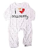 Nice Days（ナイス　ディズ）　春ベビーロンパース 長袖　 カバーオール 　コットン　男女兼用 (95, I Love Mama)