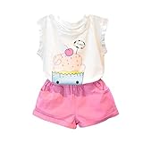 Karchi 子供服　ガールズ用 ベービー服 女の子 上下セット　袖無しTシャツ+ショートパンツ　 2点セット 子供誕生日プレゼント 女の子 新生児 春夏服 出産祝い ホワイト (9)