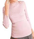 (オーセンティック) AUTHENTIC マタニティ ニット セーター 授乳口付き 妊婦服 産前 産後 長袖 ストレッチ 秋冬 (M, ピンク)