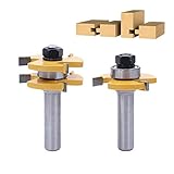 AUTOTOOLHOME 2個入 CNCルータビットセット T形 舌と溝 45mm タングステン鋼の刃 フライス盤 1/2"シャンク 木工 木材 切削厚に適合最大31mm
