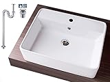3点セット　ARIKA　洗面ボウル（陶磁器製） ＋ ポップアップ排水栓 ＋　Sトラップ（S字床排水管 ）
