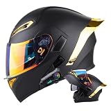 MOTOBOSS バイクヘルメット フルフェイスヘルメット ブルートゥース付き システムヘルメット フリップアップ メンズ レディース 四季対応 オートバイジェット ダブルシールド大きいサイズ 洗える裏地 日焼け止め UVプロテクション Bluetooth 耐衝撃 DOT認定 防風雨 通勤 通学 (L,B08)