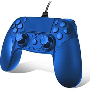 PS4 コントローラー 有線接続 振動機能 人間工学 新版システム対応 USB接続 PS3 4対応 PC対応 コントローラー 日本語説明書付き 12ヶ月品質保証(ブルー)