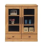 日本製 北欧風 幅80cm 奥行き43cm リビングキャビネット ナチュラル 完成品