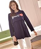 授乳服と体形補正ウエストシェイプベルトセット マタニティウェア 授乳口付 長袖 ワンピース カジュアル Mサイズ オリジナルステッカー入り