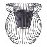 フラワーバスケット/植木鉢カバー スケルトンα 高さ60ｃm アイアン&樹脂製ポット 穴無 パープル(紫) 〔ガーデニング用品/園芸〕