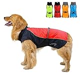 ZUNEA 犬服 犬用レインコート ジャケット 防水 大型犬 中型犬 おしゃれ 軽量 安全 反射テープ レインウエア ベスト ポンチョ 犬用合羽 梅雨対策 通気 防風 ペットドッグウェア 雨天 お散歩 レッド 4XL