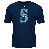 MLBメンズ合成公式ロゴTシャツ( Large , Seattle Mariners )