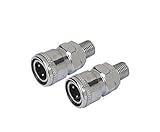 2pcs 5 / 8 "オスねじ30sm Cタイプパイプ継手空気圧エアクイックカプラーカップリングソケット、シルバートーン