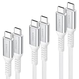 【3本セット】 NIMASO USB-C & Type C ケーブル 【0.3m+1m+2m ホワイト USB C 2.0 PD対応 60W 3A急速充電 高耐久ナイロン編み】iPhone16/15シリーズ、iPad、MacBook、Sony等Type-c機種対応NCA24B1120