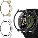 【3個入り】GARMIN Approach S50 用 ケース 保護カバー フルカバー保護 防水 一体型 新デザイン 3D直角エッジ SpinoArmor 超薄型 高透過率 全面保護 装着簡単 高耐久 耐衝撃 落下防止(クリア+アイボリー+ブラック)