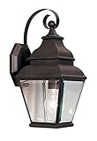 Livex Lighting 2590-07 Exeter 1 Light Outdoor Bronze Finish Solid Brass Wall Lantern with Clear Beve