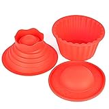 LuxBene（TM）3パックビッグシリコーンカップケーキケーキ金型トップカップケーキ焼くセットベーキングモールド、レッド