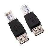 Fenteer 2ピース RJ45オスUSB 2.0メス ソケット ネットワーク コンバータ イーサネット アダプター プラグ ソケット