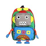 JOKnet キッズ リュック ジュニア 子供 こども 男の子 女の子 ロボット リュックサック デイパック バッグ 鞄 軽量 グリーン×ブルー F