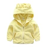 Elfin Parkフリース パーカー ジャケット キッズ 男の子 女の子 耳付き あったか アウター 秋冬 イエロー 130