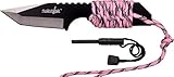 Survivor HK-106320PK Fixed Blade Outdoor Knife, Black Tanto Blade, Pink Cord-Wrapped Handle, 7-Inch 