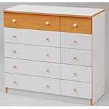 タンス 5段 チェスト 収納 衣類 幅90 シンプル カラー (ホワイト× ナチュラル)